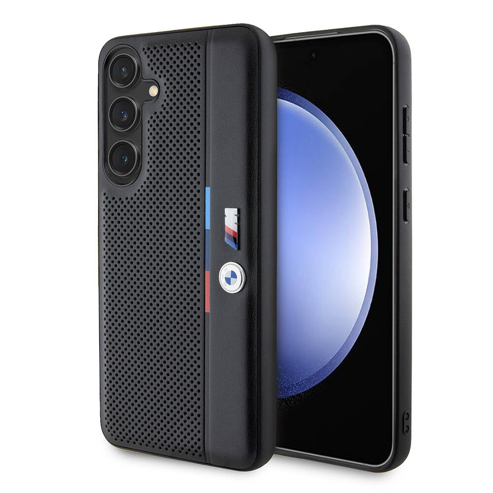 BMW Galaxy S24 Plus Orjinal Lisanslı M Logolu Üç Renk Çizgili Delikli Detail Line Kılıf BMW Galaxy S24 Plus Orjinal Lisanslı M Logolu Üç Renk Çizgili Delikli Detail Line Kılıf